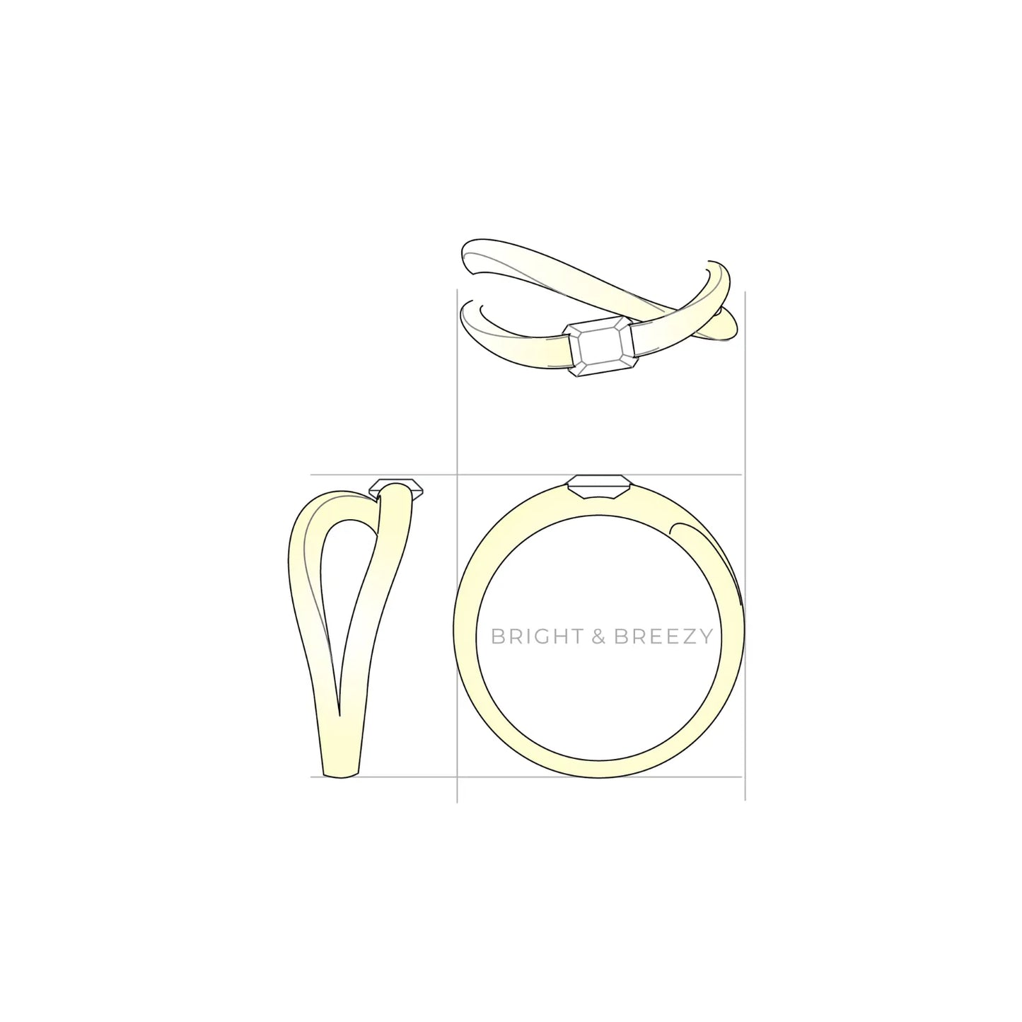 ステッラ / エメラルドカット デザイン図