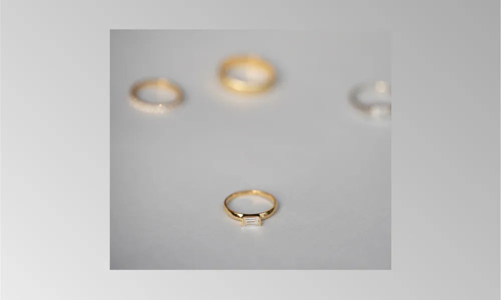 ラボグロウンダイヤモンドのオーダーメイドリング バケットカット