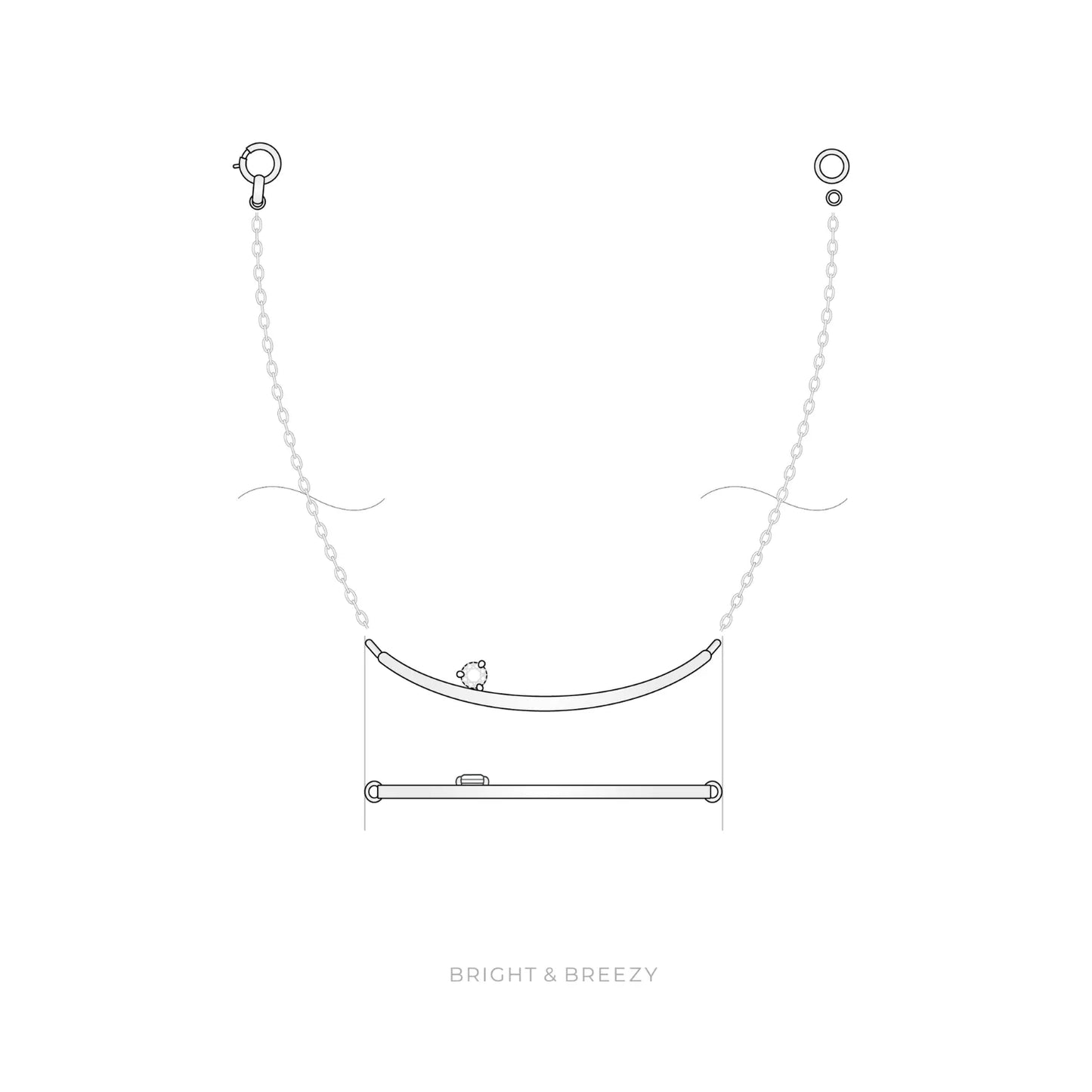 アーチのプラチナネックレスとラボグロウンダイヤモンド デザイン図