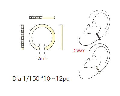 ラボグロウンダイヤモンドのイヤカフ_doritto/ ディリット（直線）