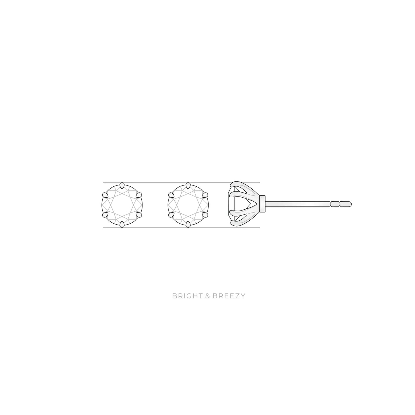 ラウンドブリリアントカットのフィオリトゥーラのイヤリング1ct デザイン図